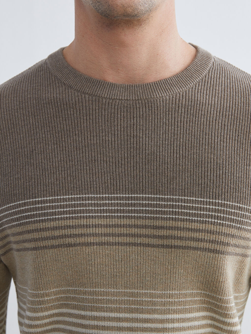 Džemper za Muškarce sa Okruglim Izrezom, Prugasti, Trikotažni-2