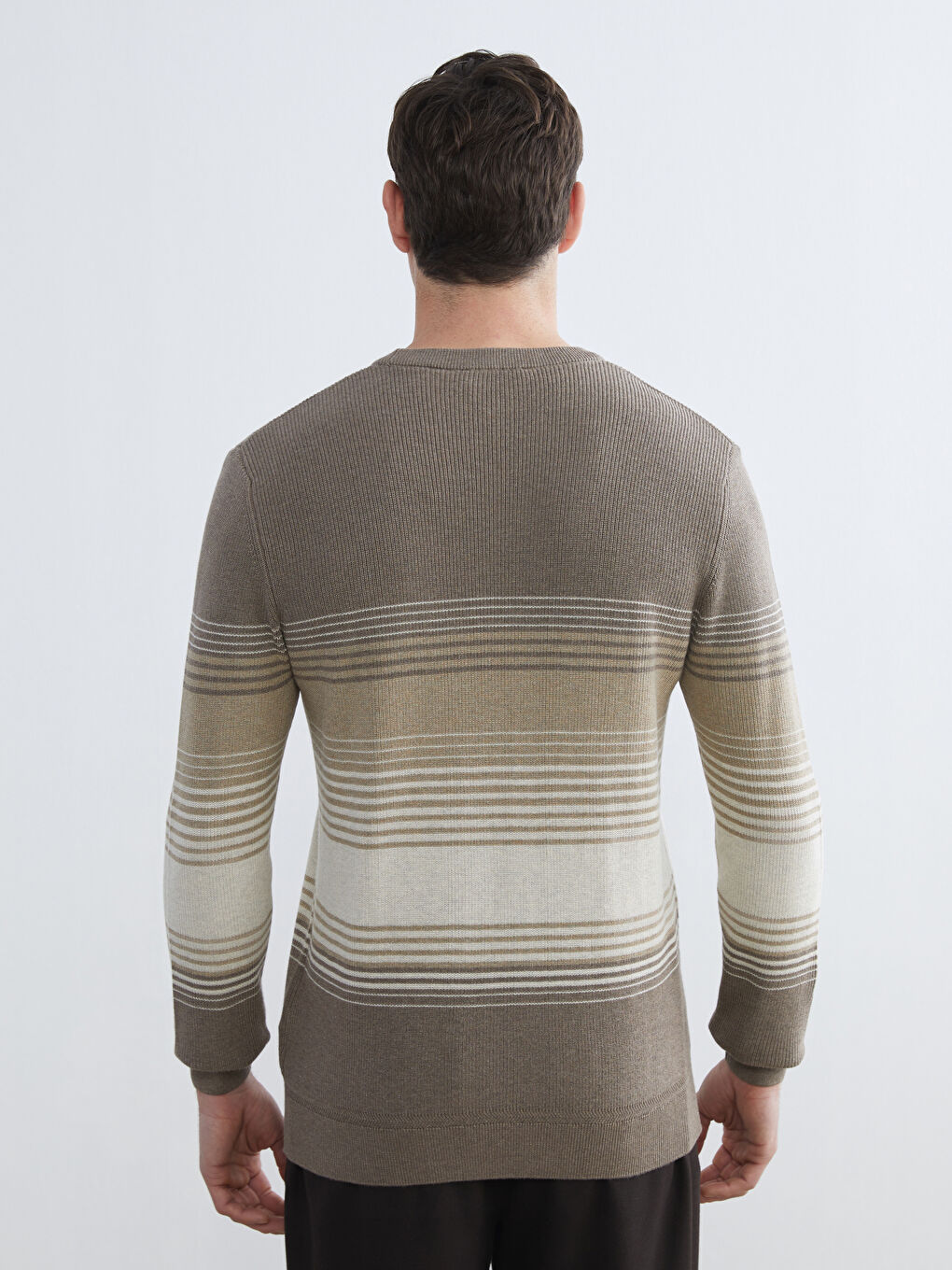 Džemper za Muškarce sa Okruglim Izrezom, Prugasti, Trikotažni-3