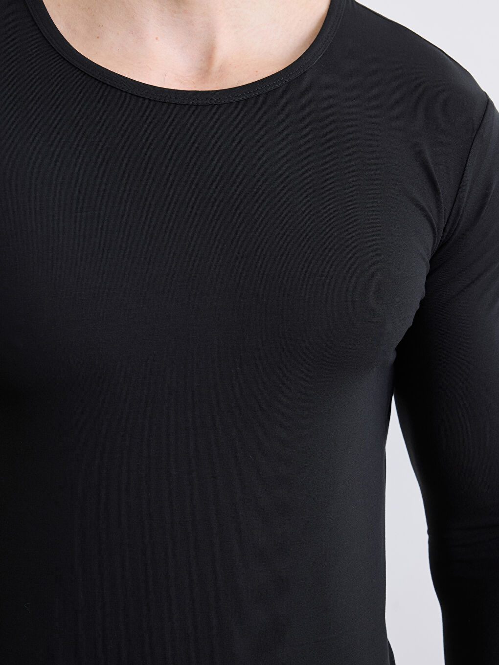 Siyah Bisiklet Yaka Erkek Termal İçlik Üst-2