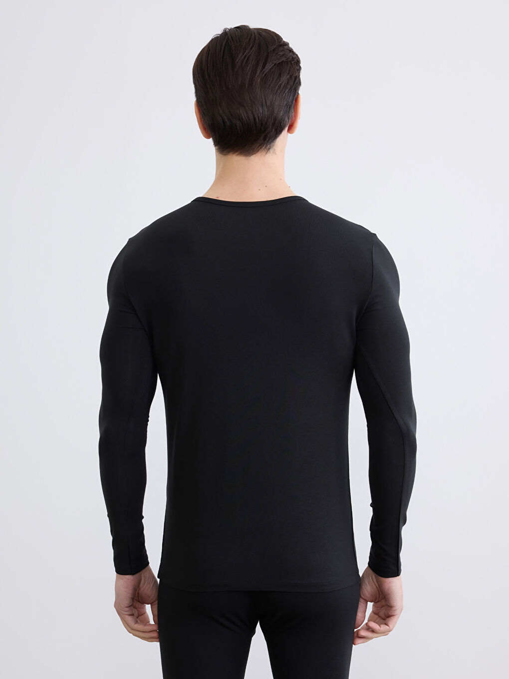 Siyah Bisiklet Yaka Erkek Termal İçlik Üst-3
