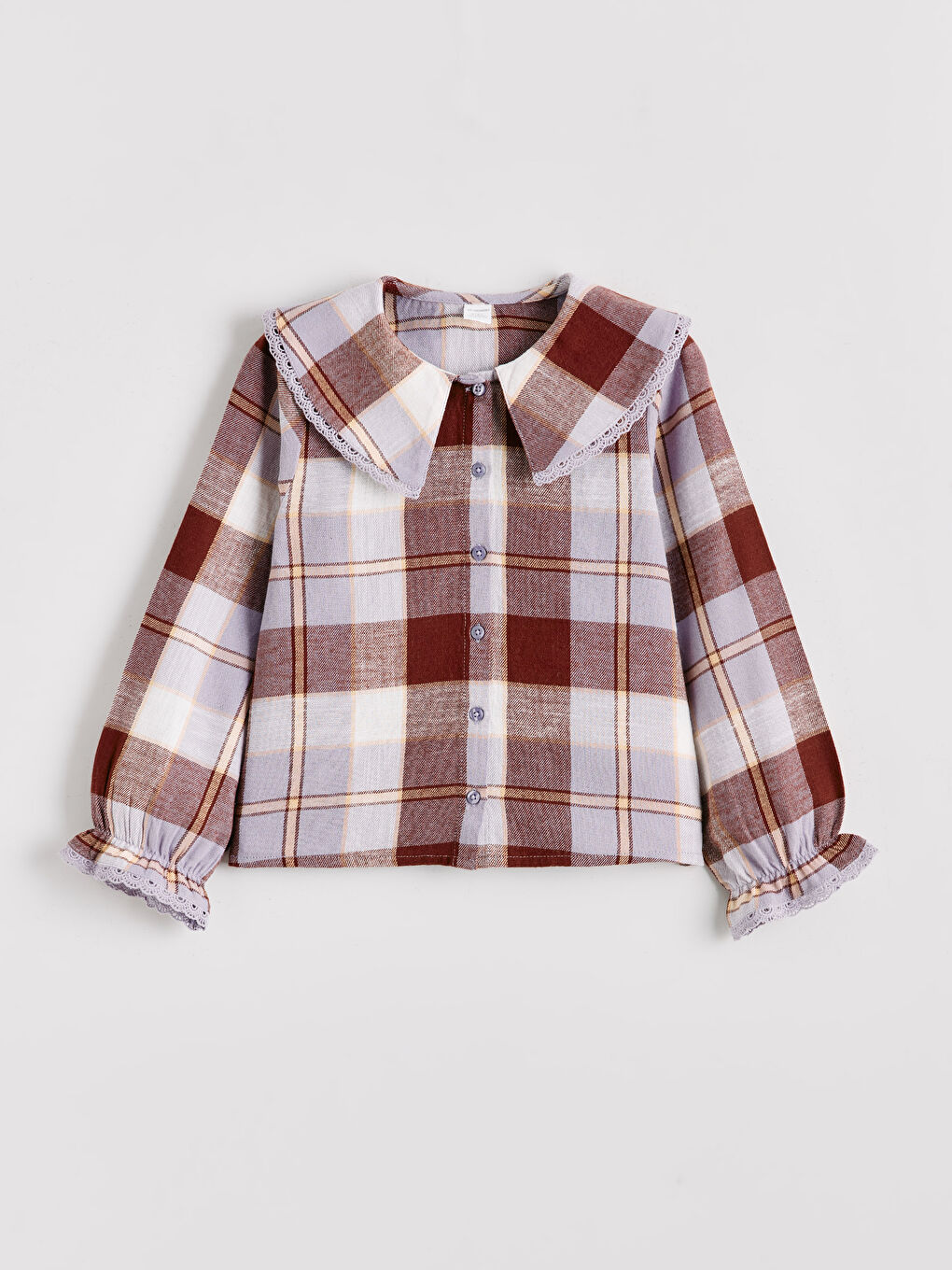 Košulja za devojčice sa Peter Pan kragnom i kariranim dezenom