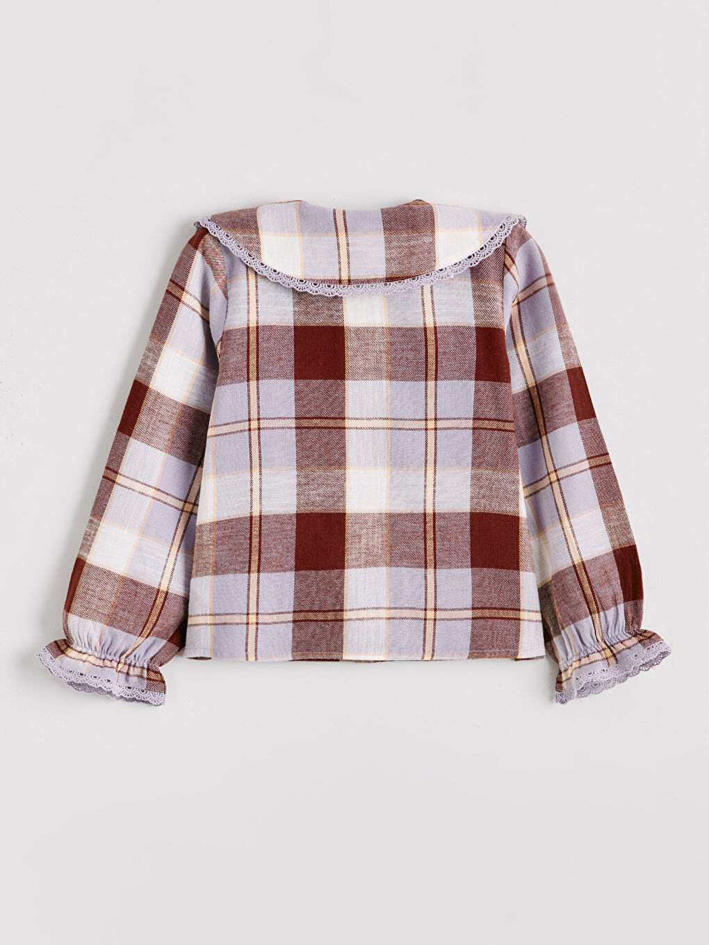 Košulja za devojčice sa Peter Pan kragnom i kariranim dezenom-1