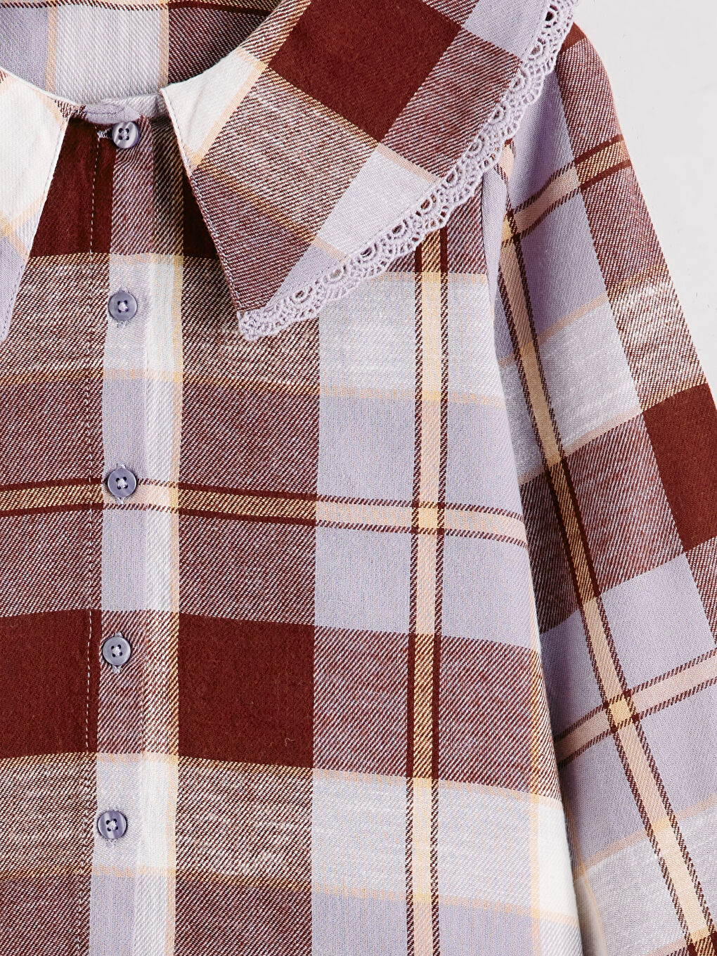 Košulja za devojčice sa Peter Pan kragnom i kariranim dezenom-2