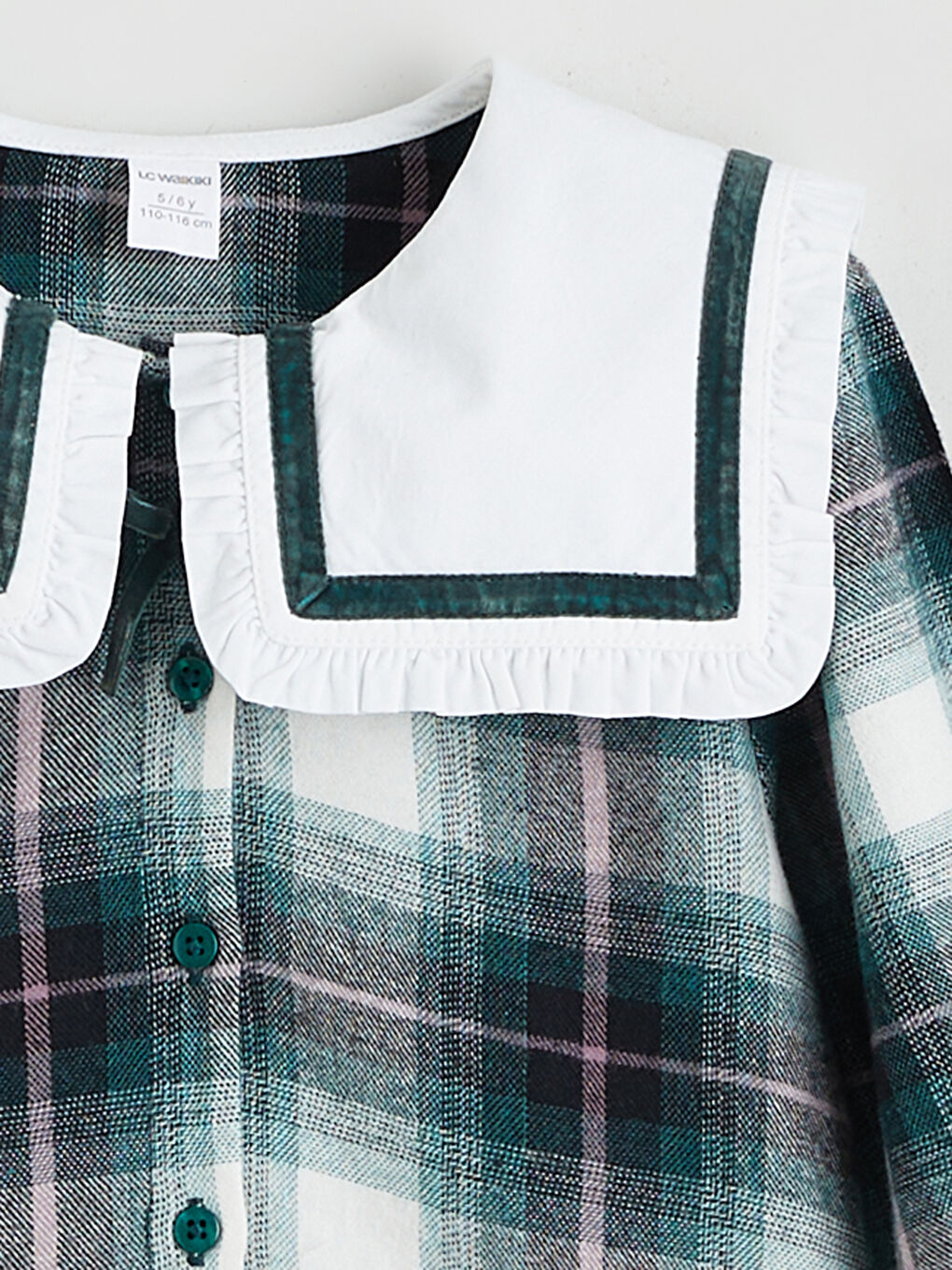 Košulja s Peter Pan ovratnikom i kariranim uzorkom za djevojke-1