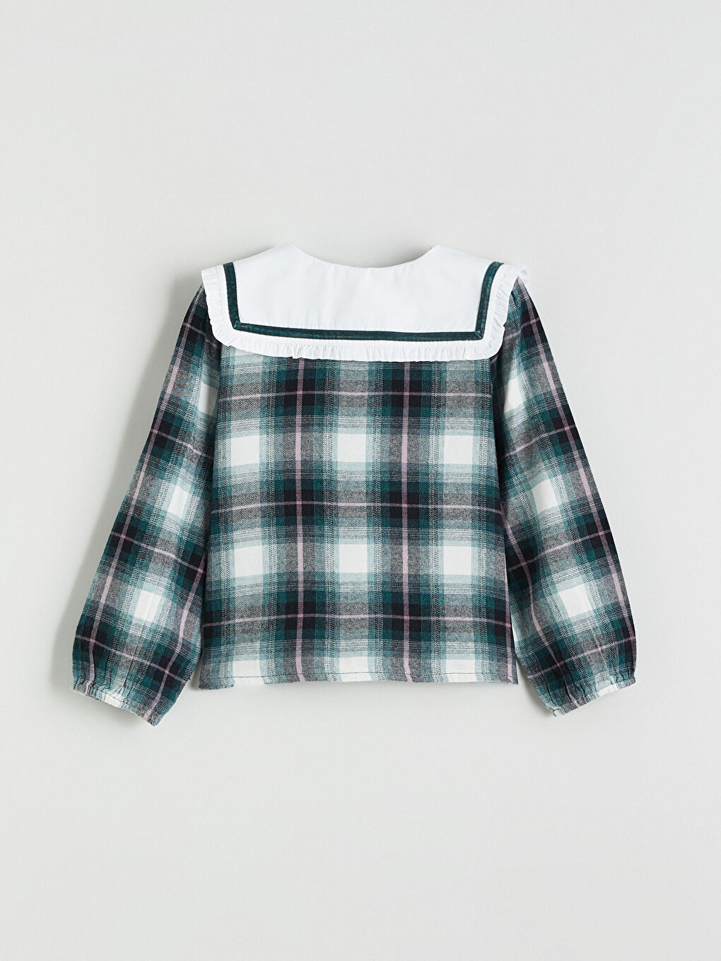 Košulja s Peter Pan ovratnikom i kariranim uzorkom za djevojke-2