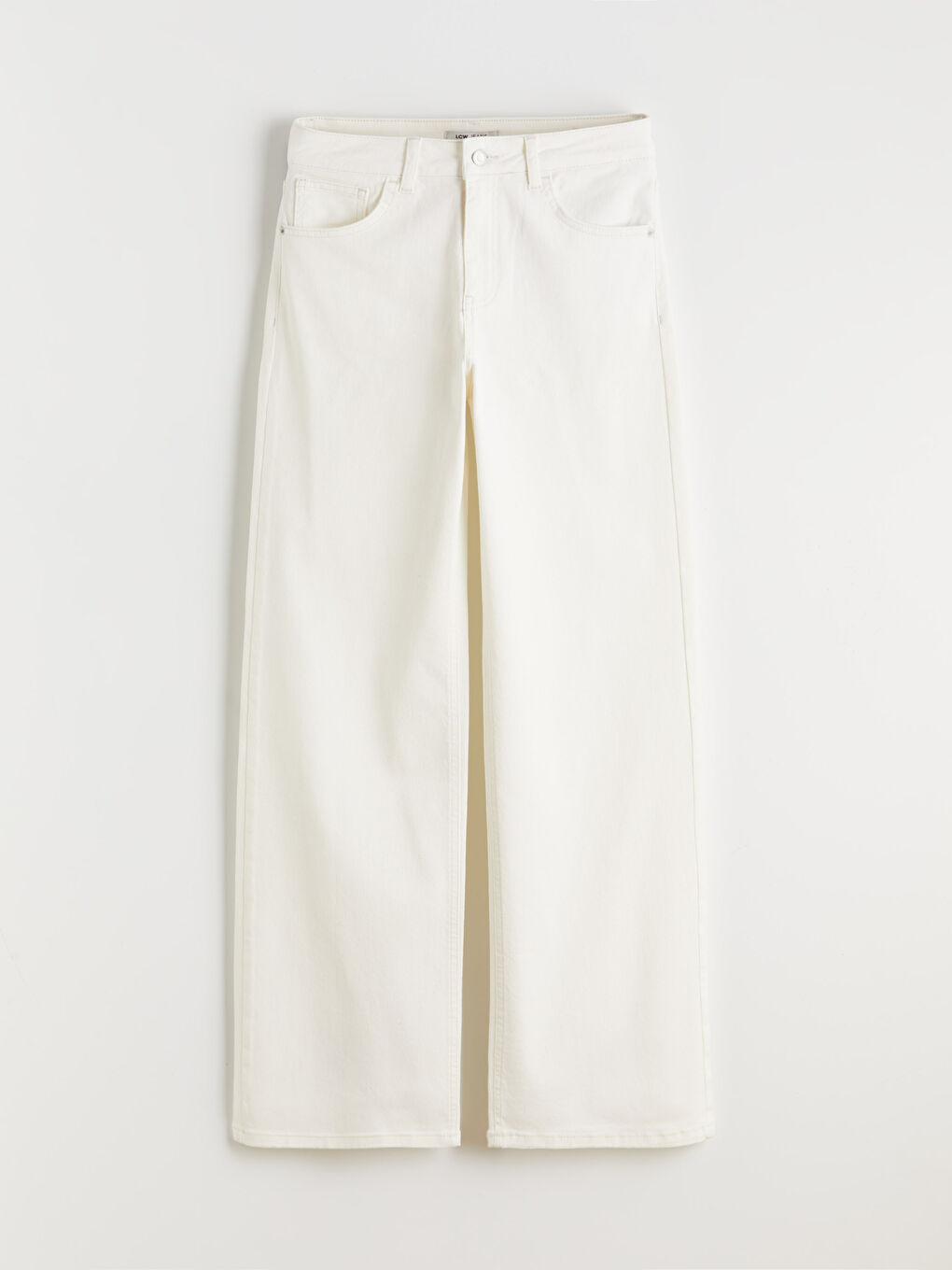 Beyaz Wideleg Kadın Jean Pantolon-4