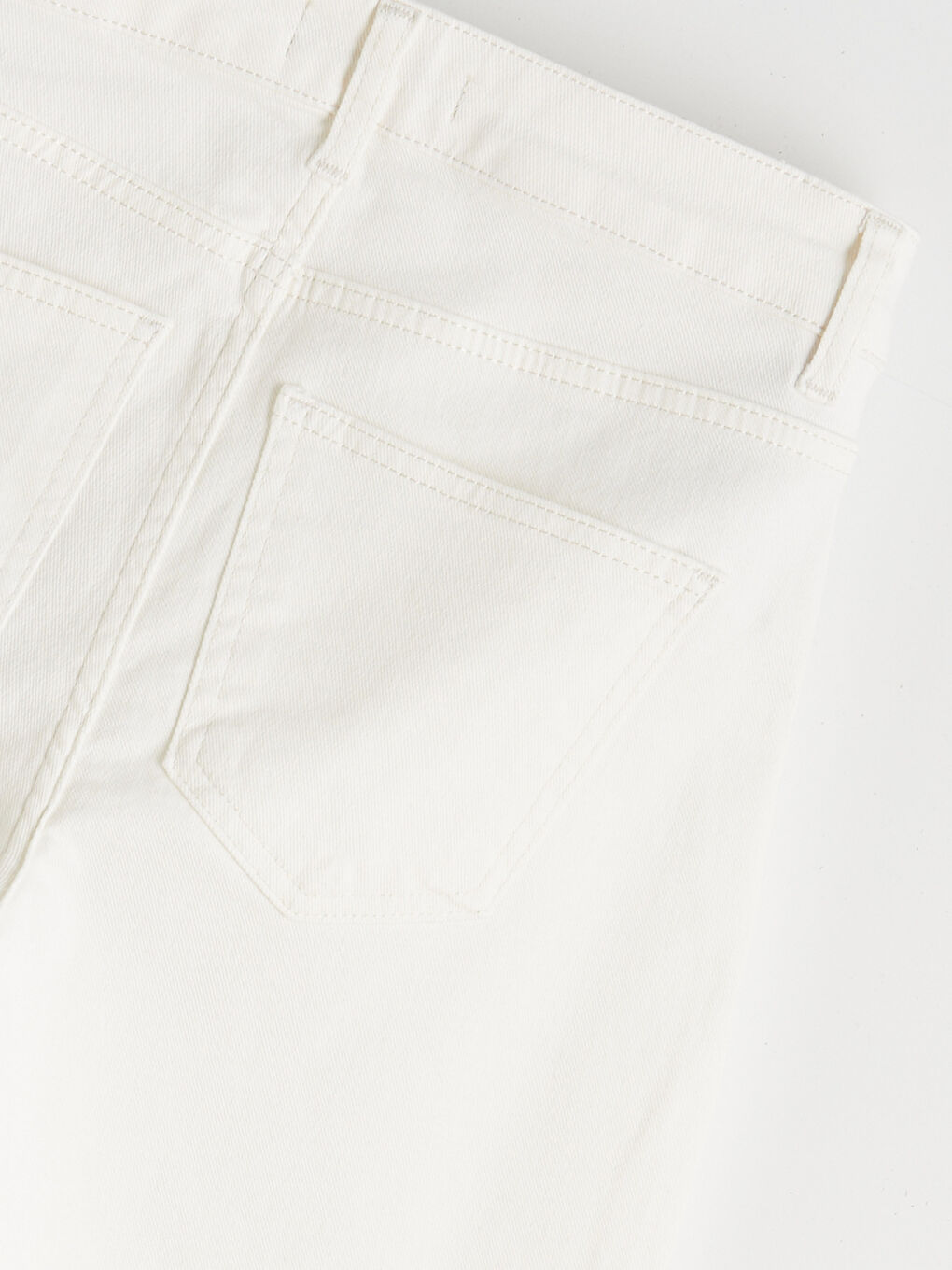 Beyaz Wideleg Kadın Jean Pantolon-5