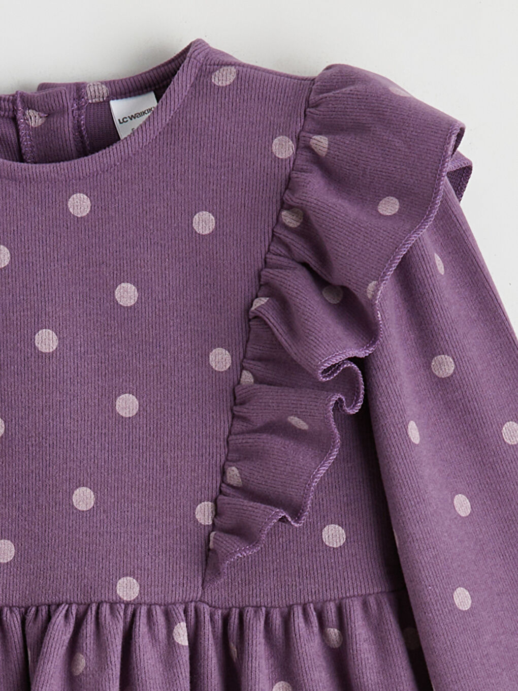 Дөңгелек жағалы нүктелі қыз бала көйлегі-1