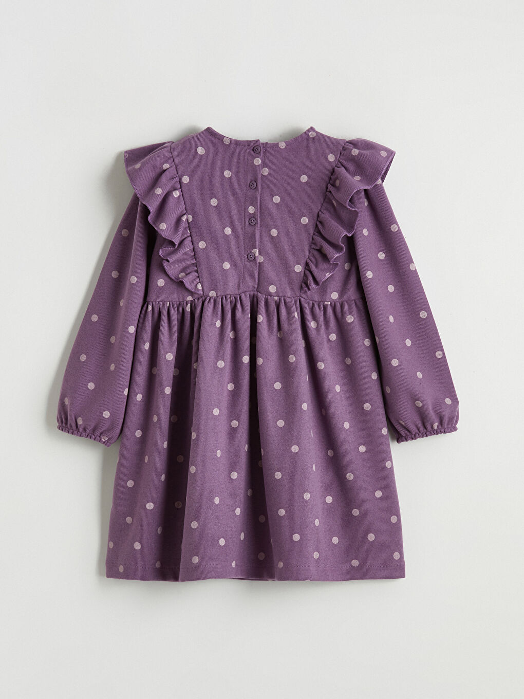 Дөңгелек жағалы нүктелі қыз бала көйлегі-2