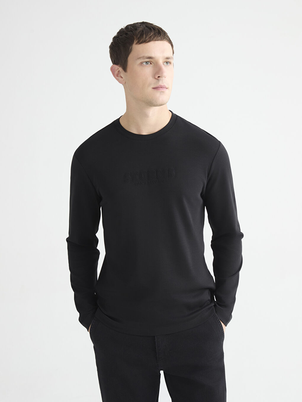 Crew Neck Long Sleeve Printed Men's T-Shirt