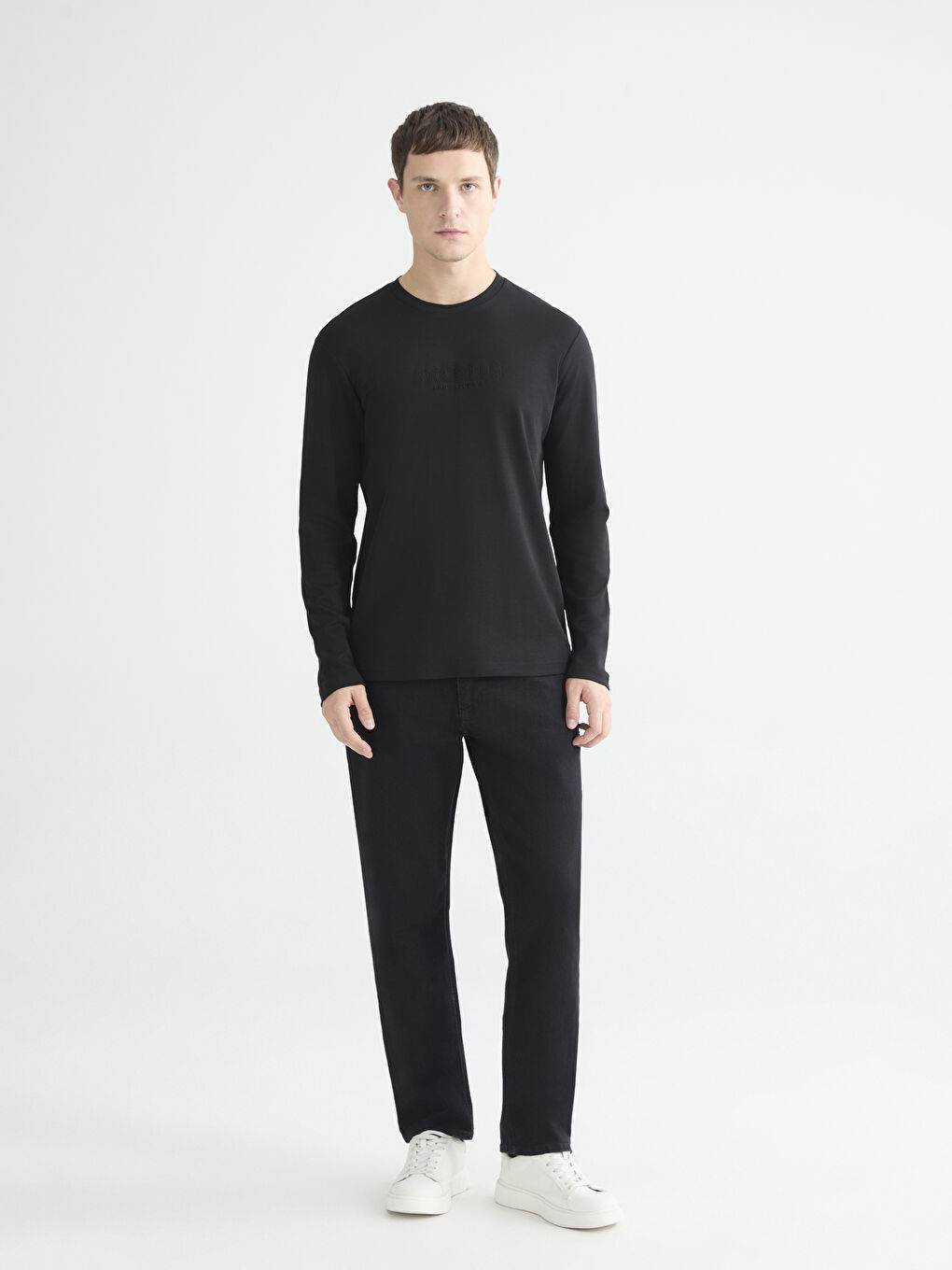 Crew Neck Long Sleeve Printed Men's T-Shirt-1