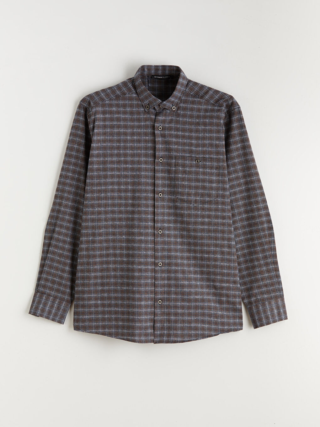 Kahverengi Regular Fit Uzun Kollu Ekose Gabardin Erkek Gömlek-4