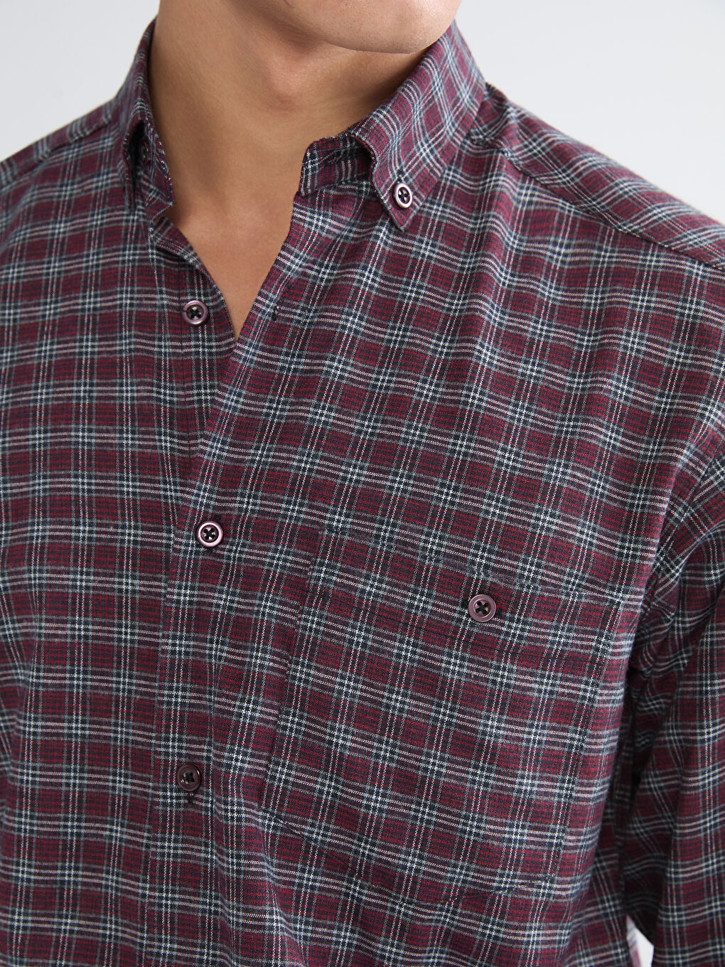 Kahverengi Regular Fit Uzun Kollu Ekose Gabardin Erkek Gömlek-2