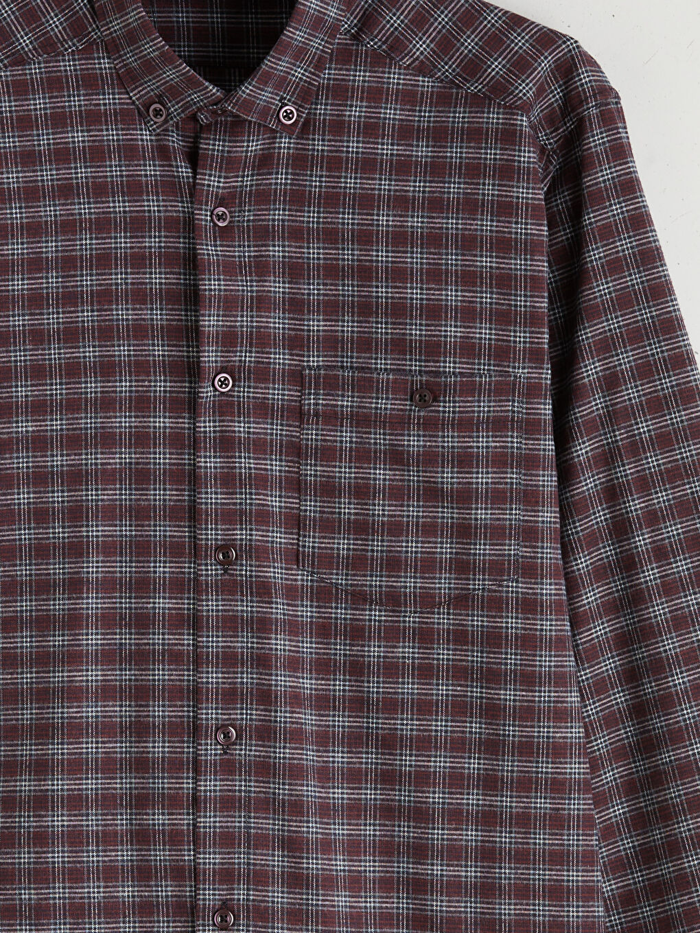 Kahverengi Regular Fit Uzun Kollu Ekose Gabardin Erkek Gömlek-5