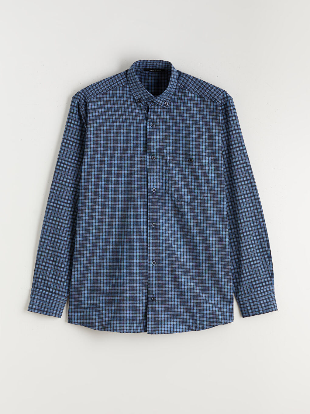 Mavi Regular Fit Uzun Kollu Ekose Gabardin Erkek Gömlek-4