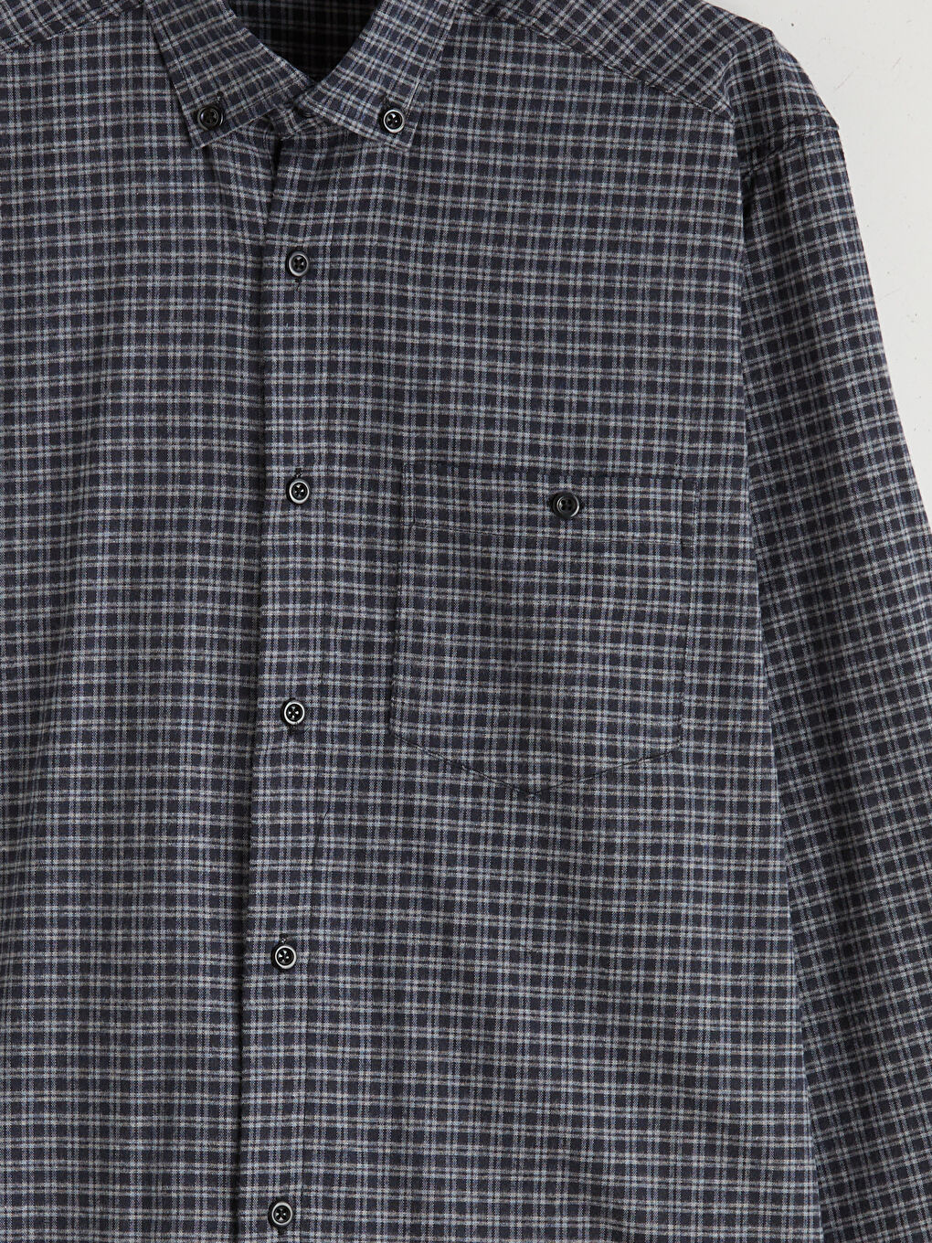 Lacivert Regular Fit Uzun Kollu Ekose Gabardin Erkek Gömlek-5