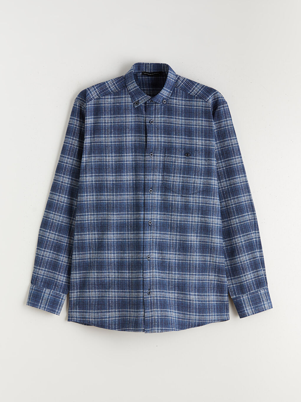 Mavi Regular Fit Uzun Kollu Ekose Gabardin Erkek Gömlek-4