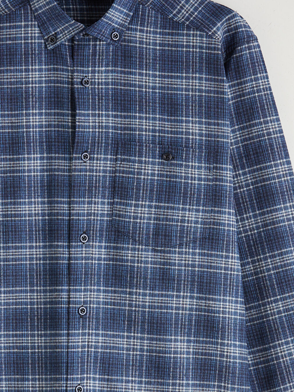 Mavi Regular Fit Uzun Kollu Ekose Gabardin Erkek Gömlek-5