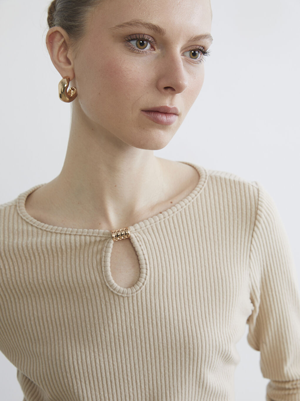 Crew Neck Textured Women's Body-2