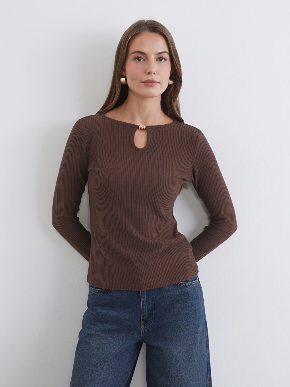 Круглый Вырез Текстурированный Женский Боди