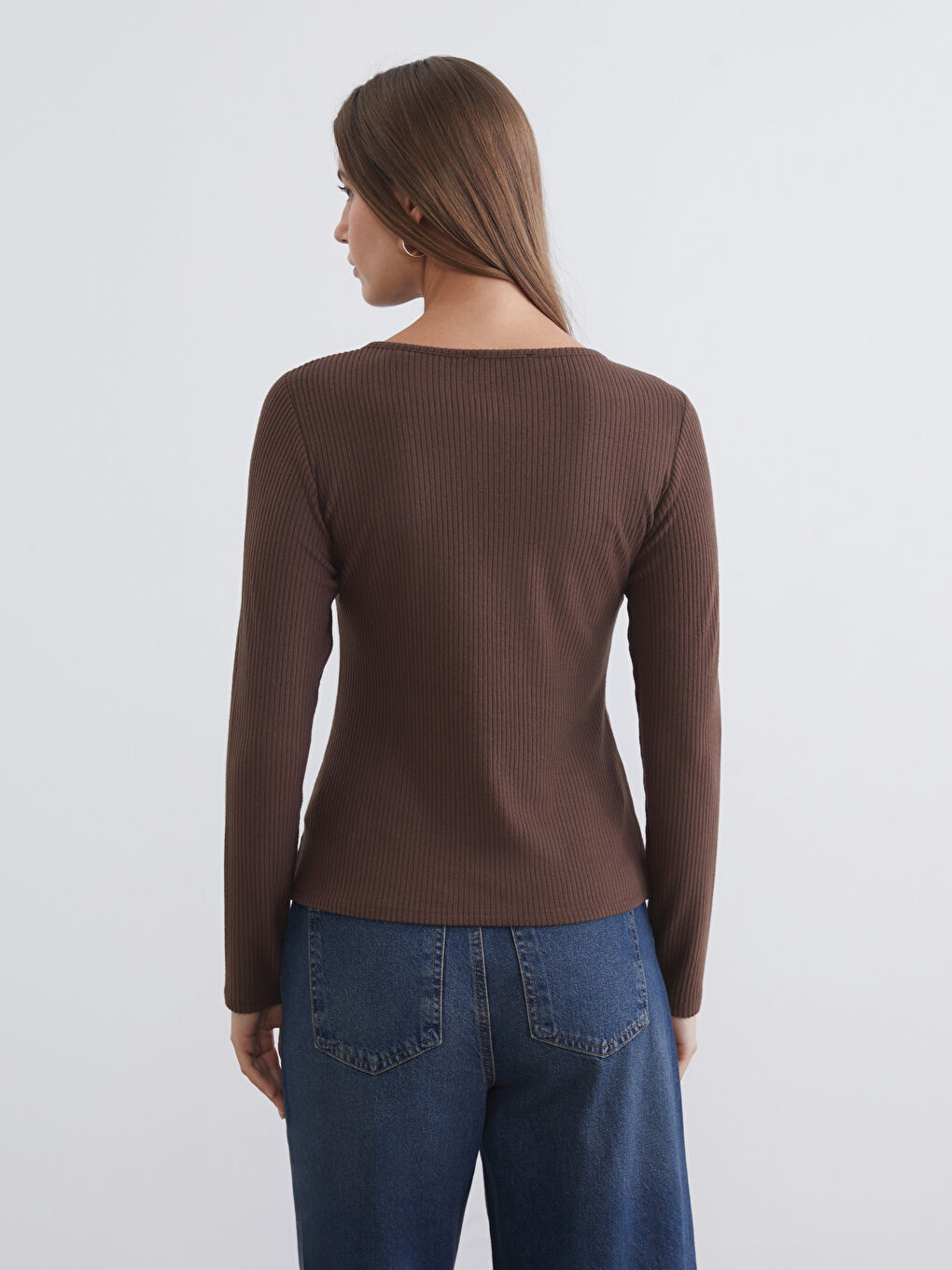 Круглый Вырез Текстурированный Женский Боди-3