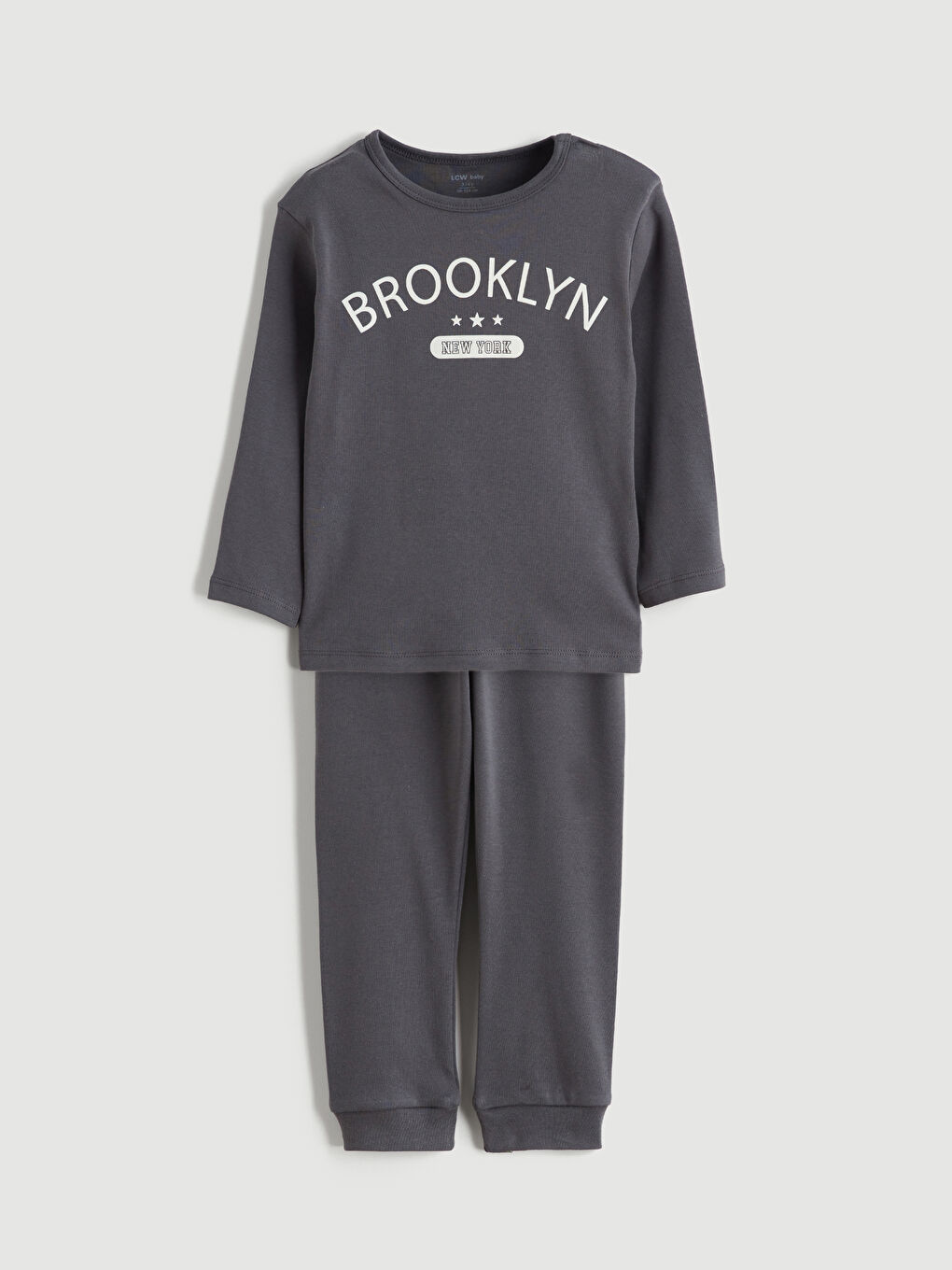 Antrasit Brooklyn Baskılı Erkek Bebek Pijama Takım