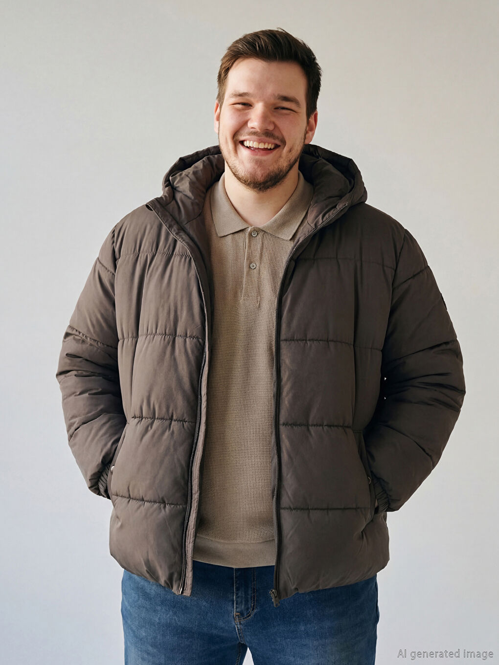 Men's Padded Puffer Jacket with Hood in a Regular Fit