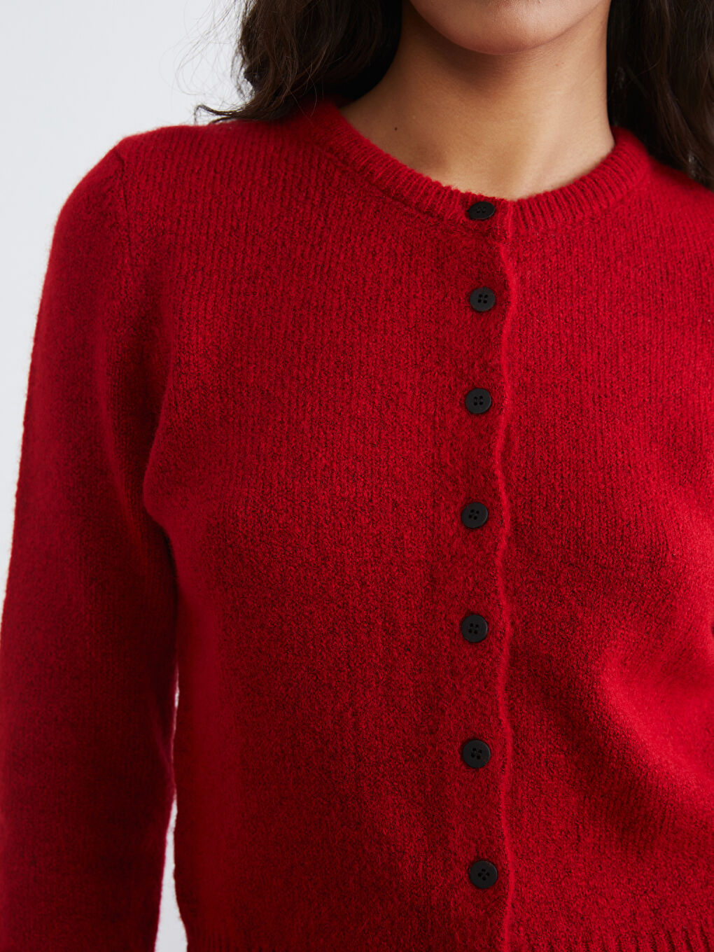 Kırmızı Bisiklet Yaka Kadın Triko Hırka-2