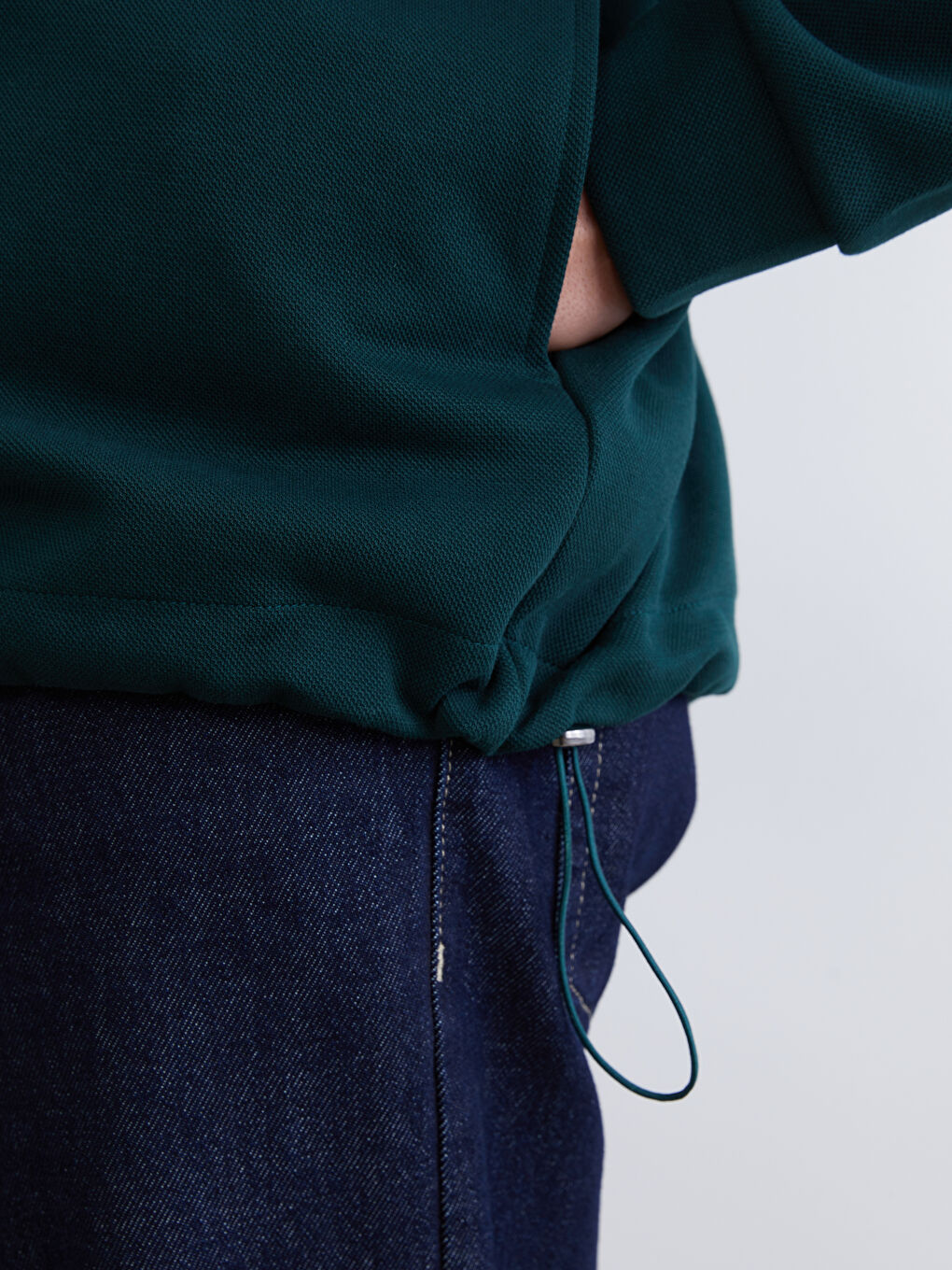 سويت شيرت بسحاب بياقة عالية وكم طويل رجال-3