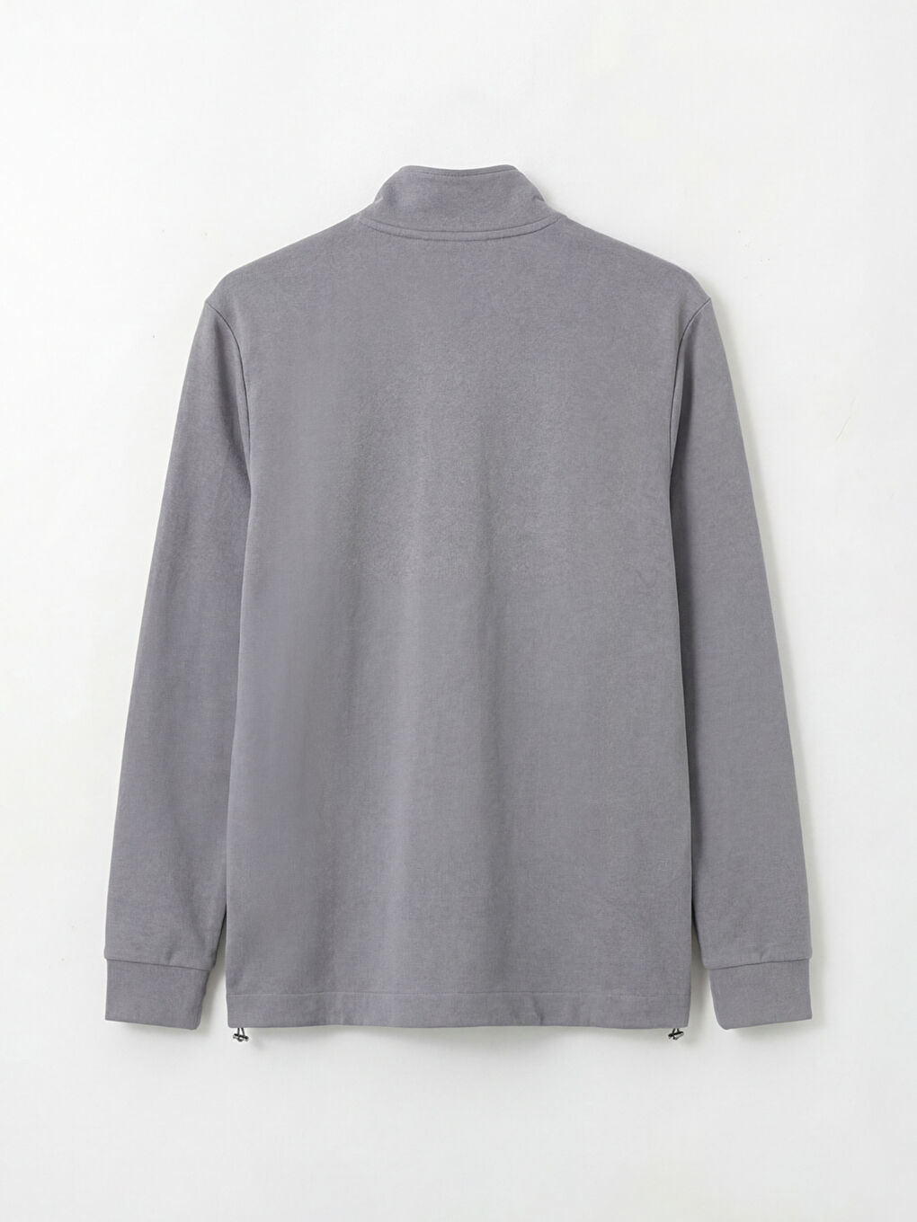 Gri Dik Yaka Erkek Fermuarlı Sweatshirt-1