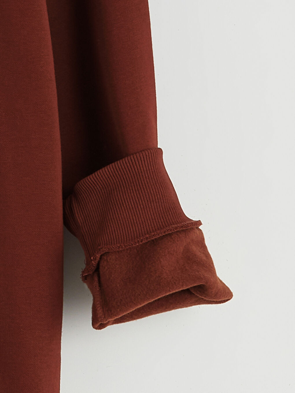 Kahverengi Bisiklet Yaka Baskılı Erkek Kalın Sweatshirt-2