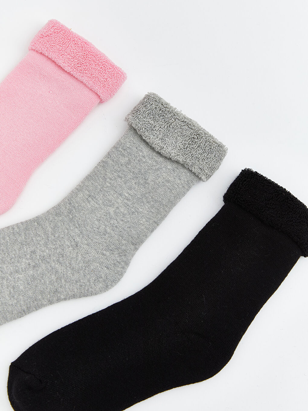 Pembe Kız Çocuk Havlu Soket Çorap 3'lü-1
