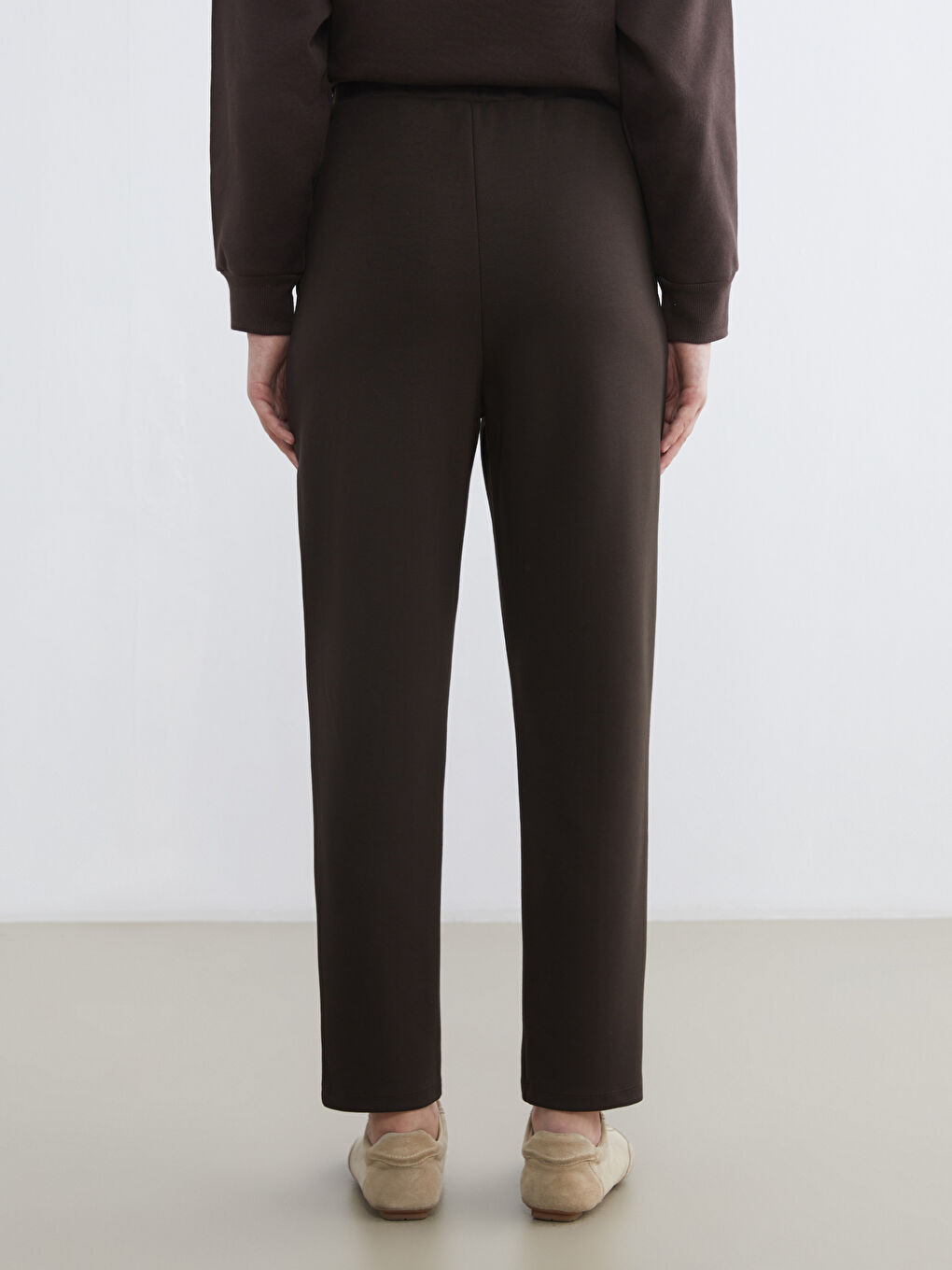 Kahverengi Beli Lastikli Kadın Eşofman Altı-3