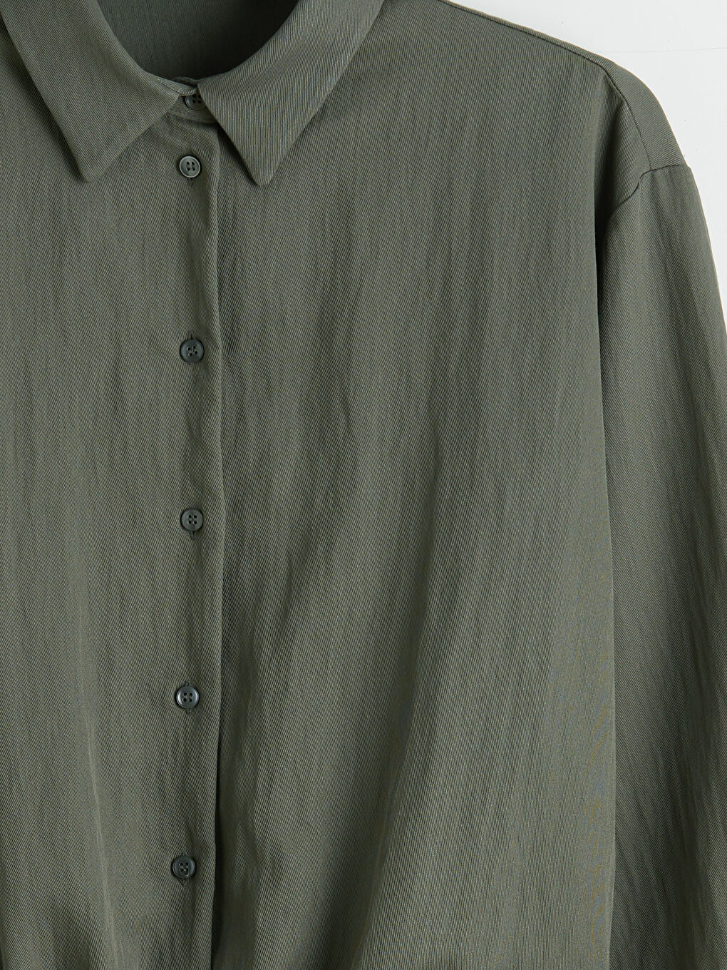 Antrasit Crop Kadın Gömlek-5