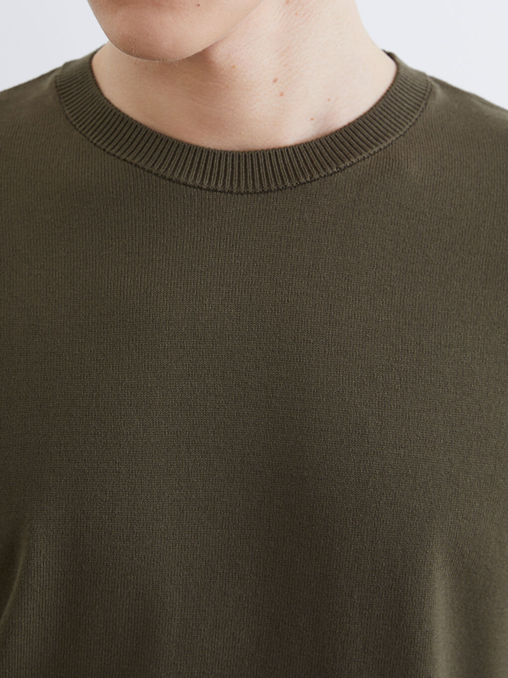 Crew Neck Long Sleeve Men's Tricot Sweater-2