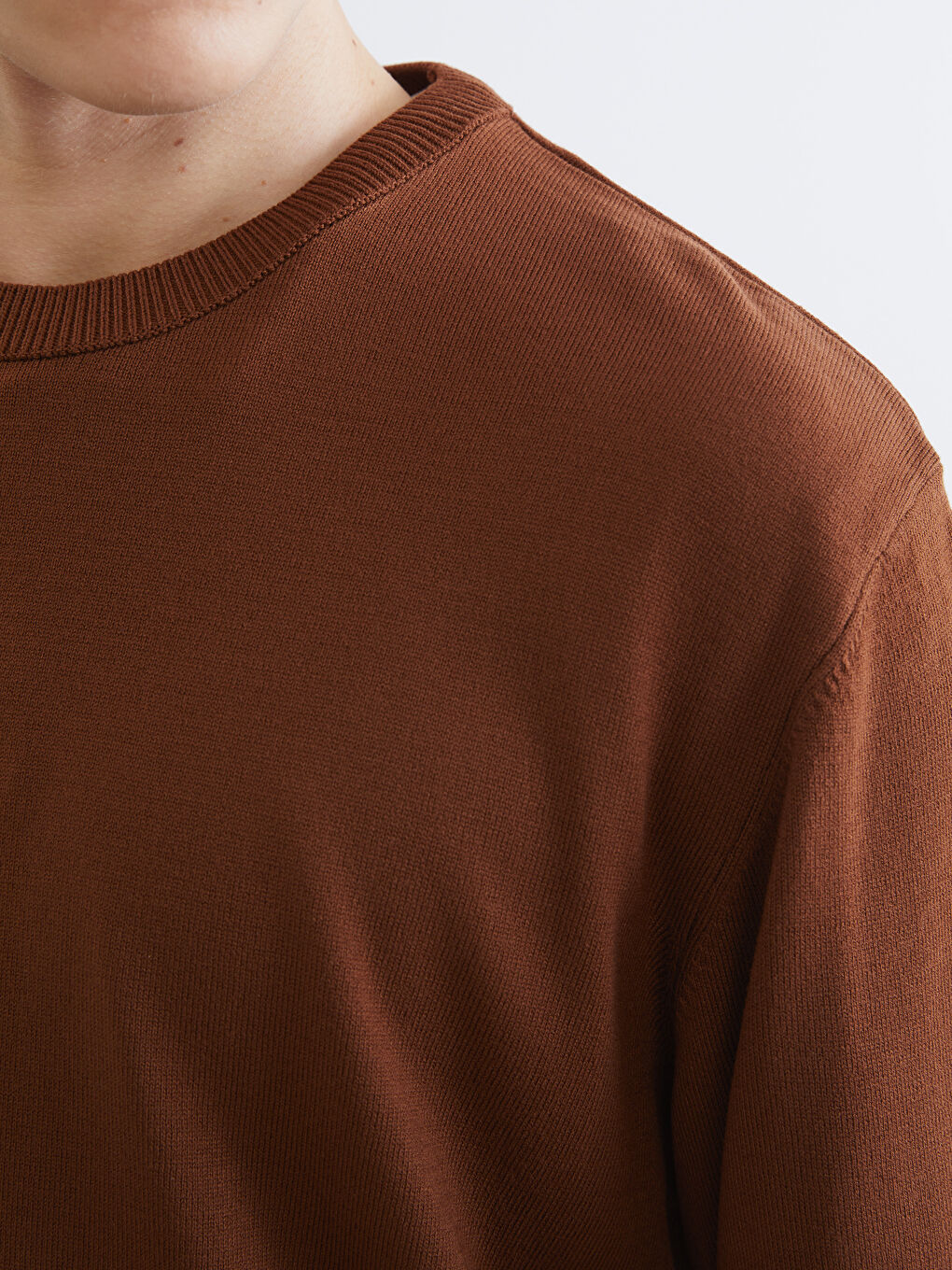 Pulover Tricot cu Mânecă Lungă și Guler Rotund pentru Bărbați-2