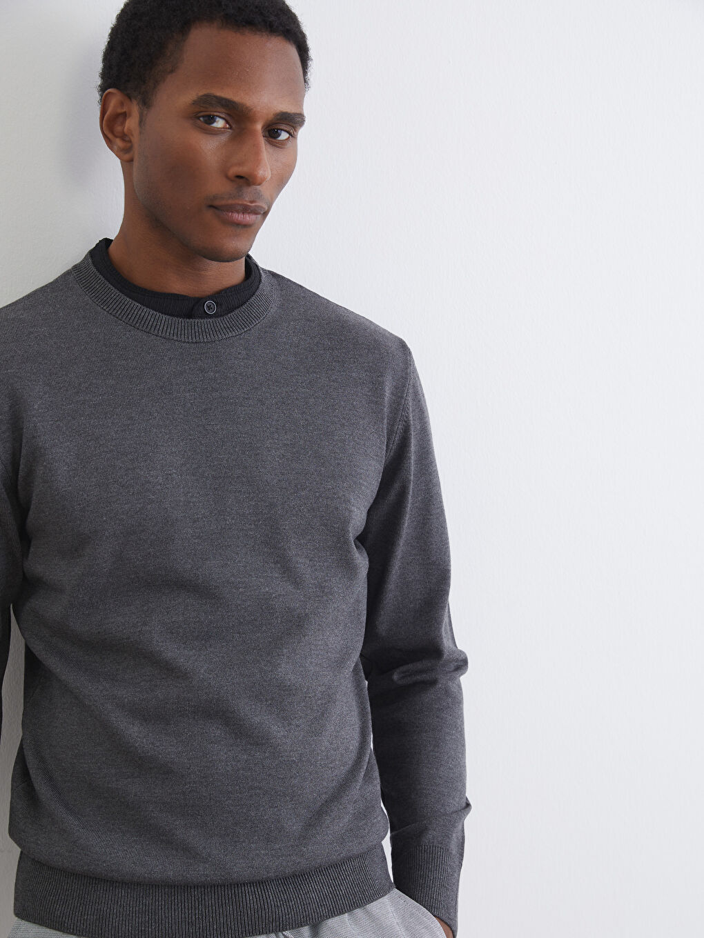 Antrasit Bisiklet Yaka Erkek Triko Kazak