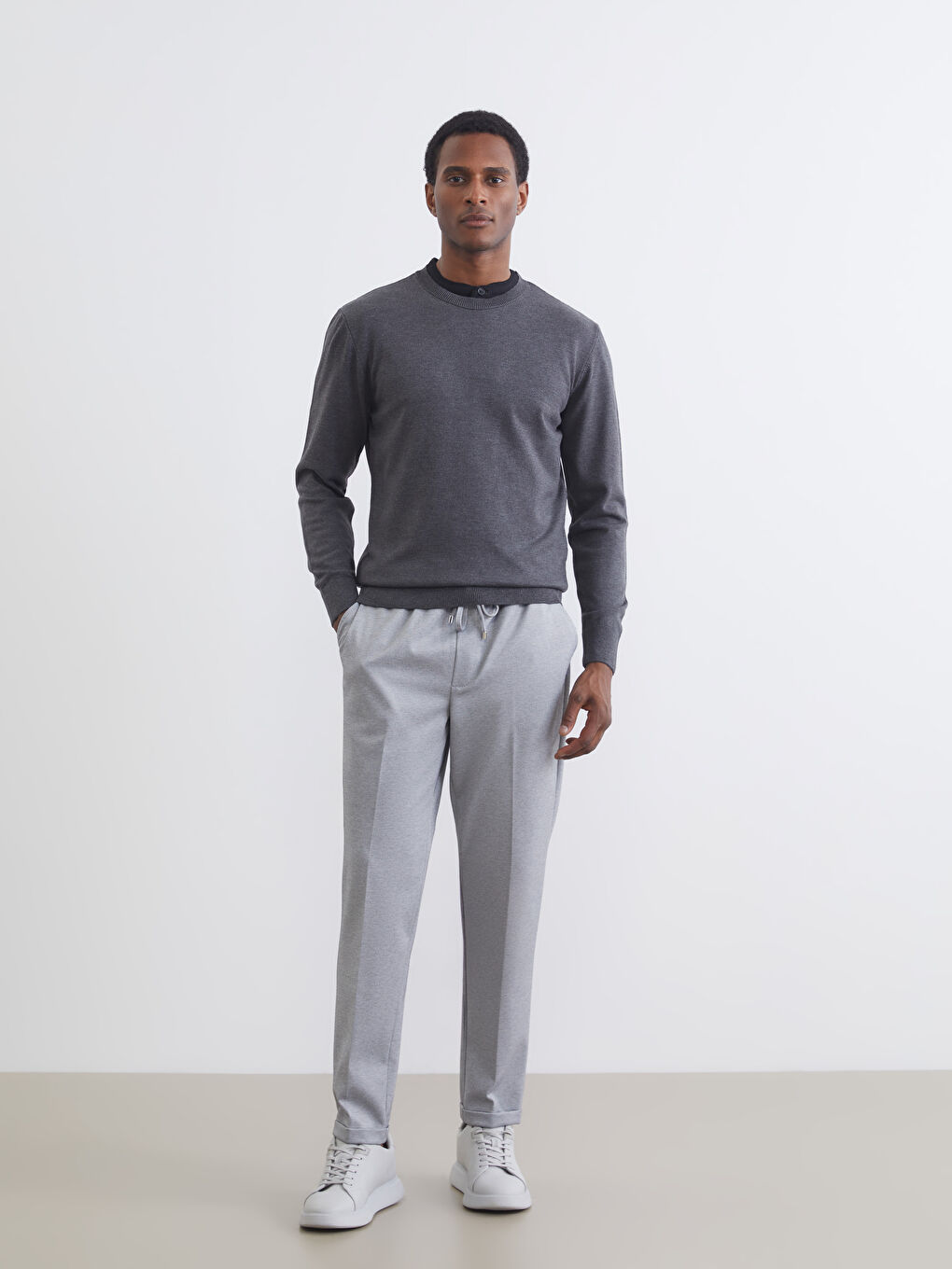 Antrasit Bisiklet Yaka Erkek Triko Kazak-1