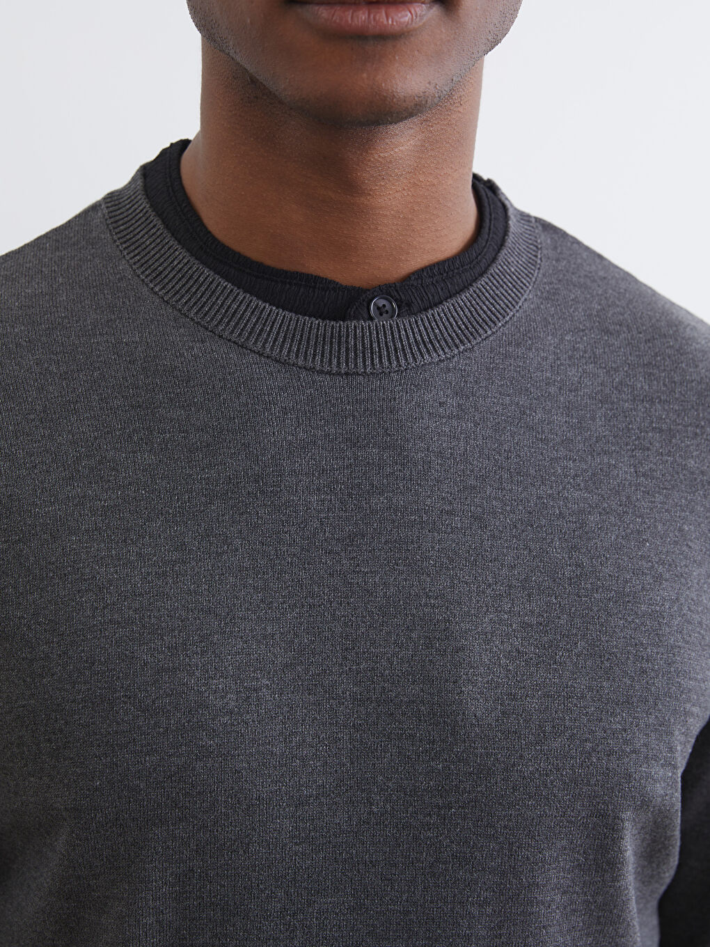 Antrasit Bisiklet Yaka Erkek Triko Kazak-2