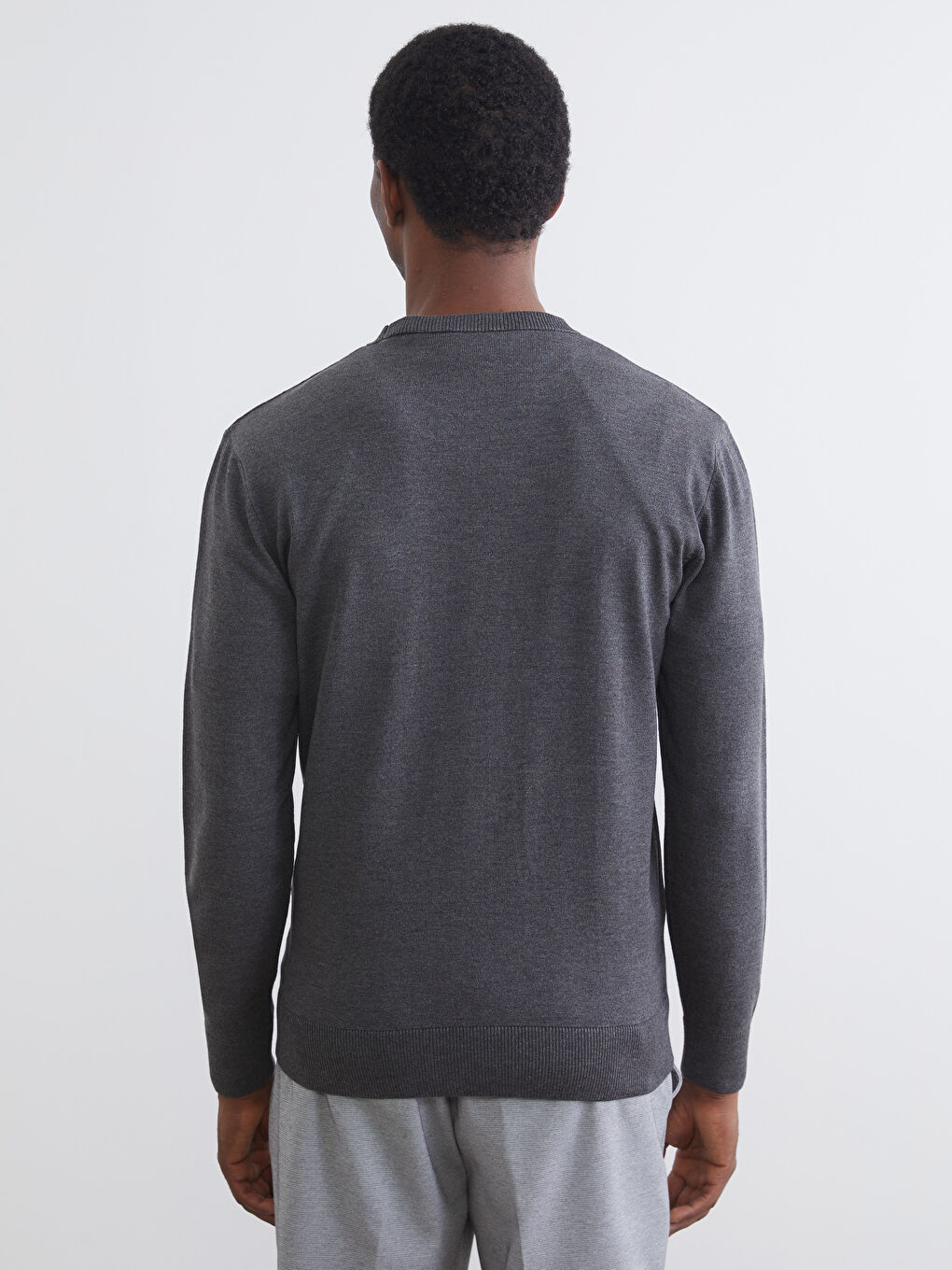 Antrasit Bisiklet Yaka Erkek Triko Kazak-3