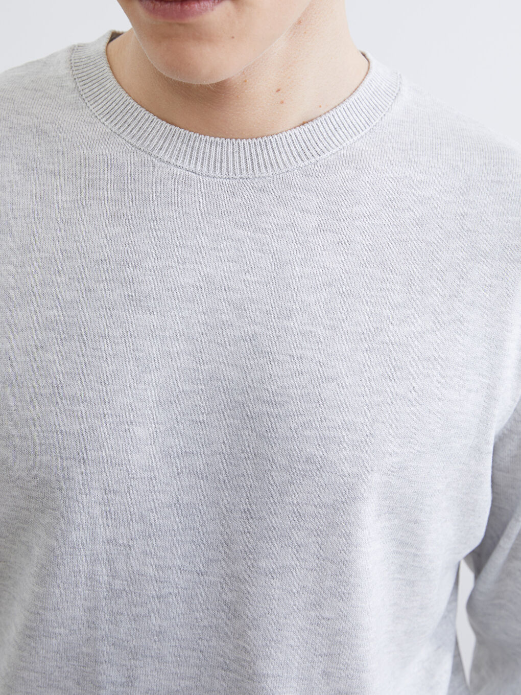 Crew Neck Long Sleeve Men's Tricot Sweater-2