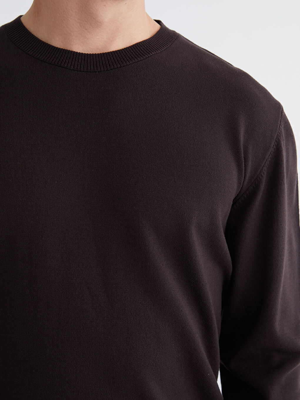 Kahverengi Bisiklet Yaka Erkek Triko Kazak-2