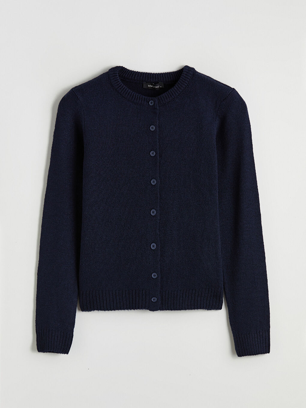 Lacivert Bisiklet Yaka Kadın Triko Hırka-4