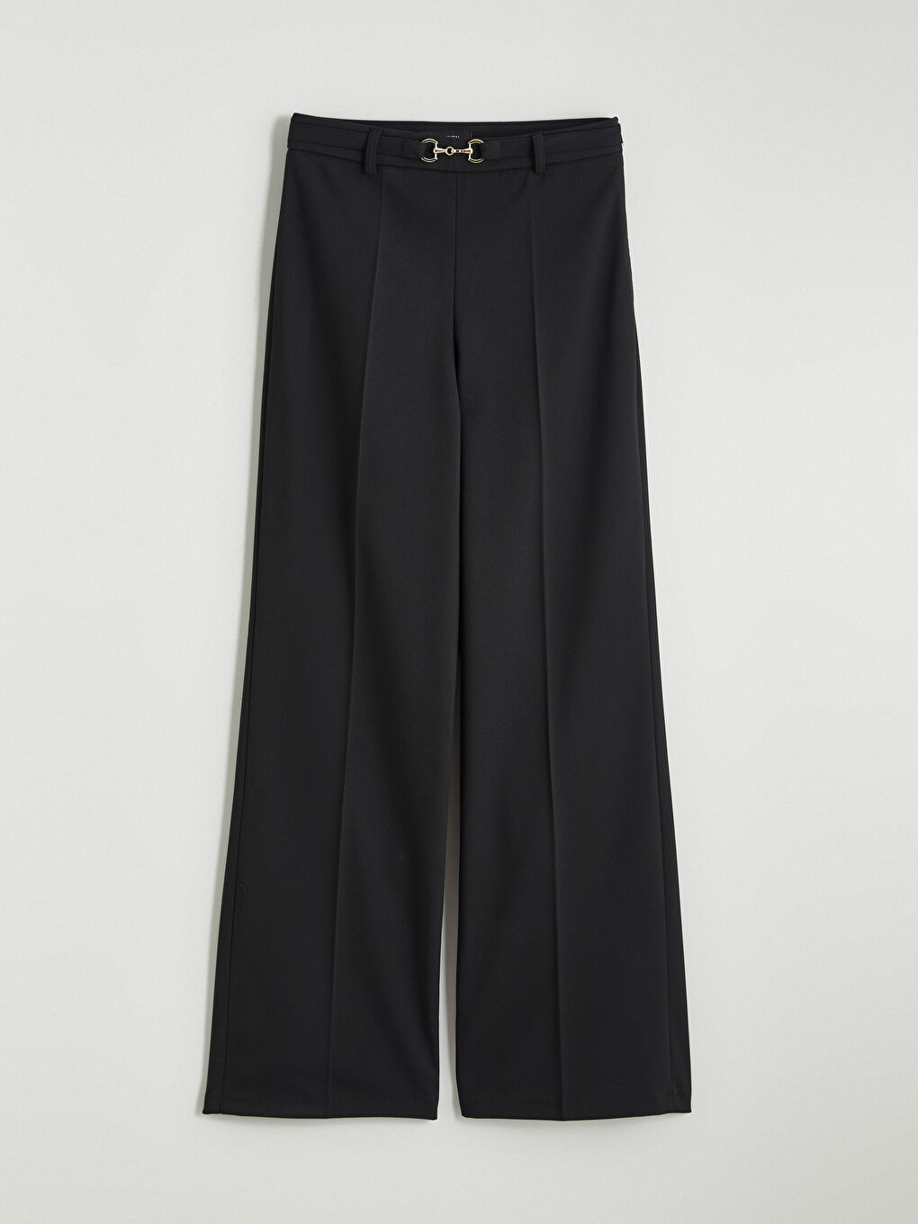 Siyah Dar Fit Geniş Paça Kadın Pantolon-4