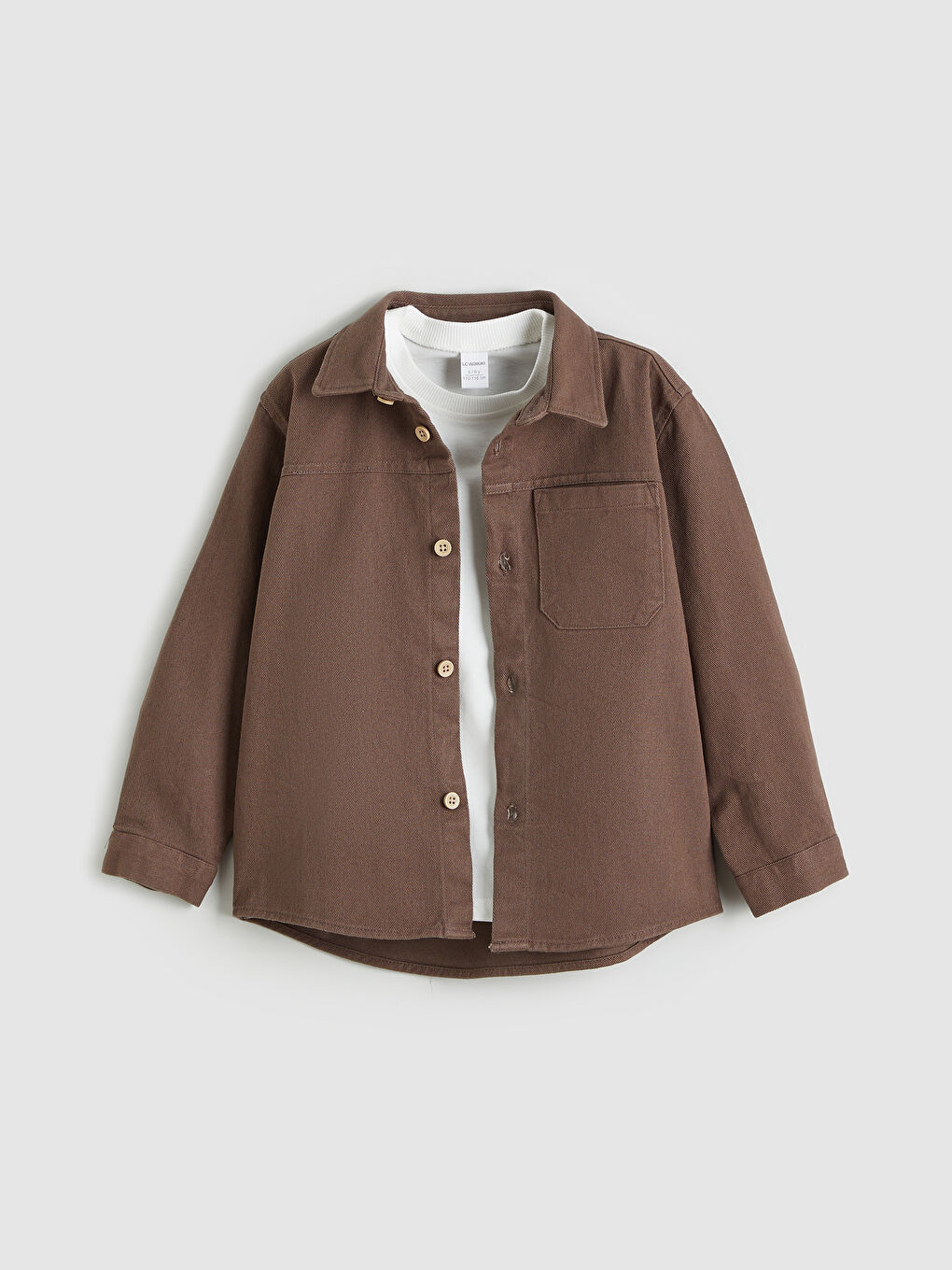 Kahverengi Erkek Çocuk Gömlek Tişört ve Pantolon-1