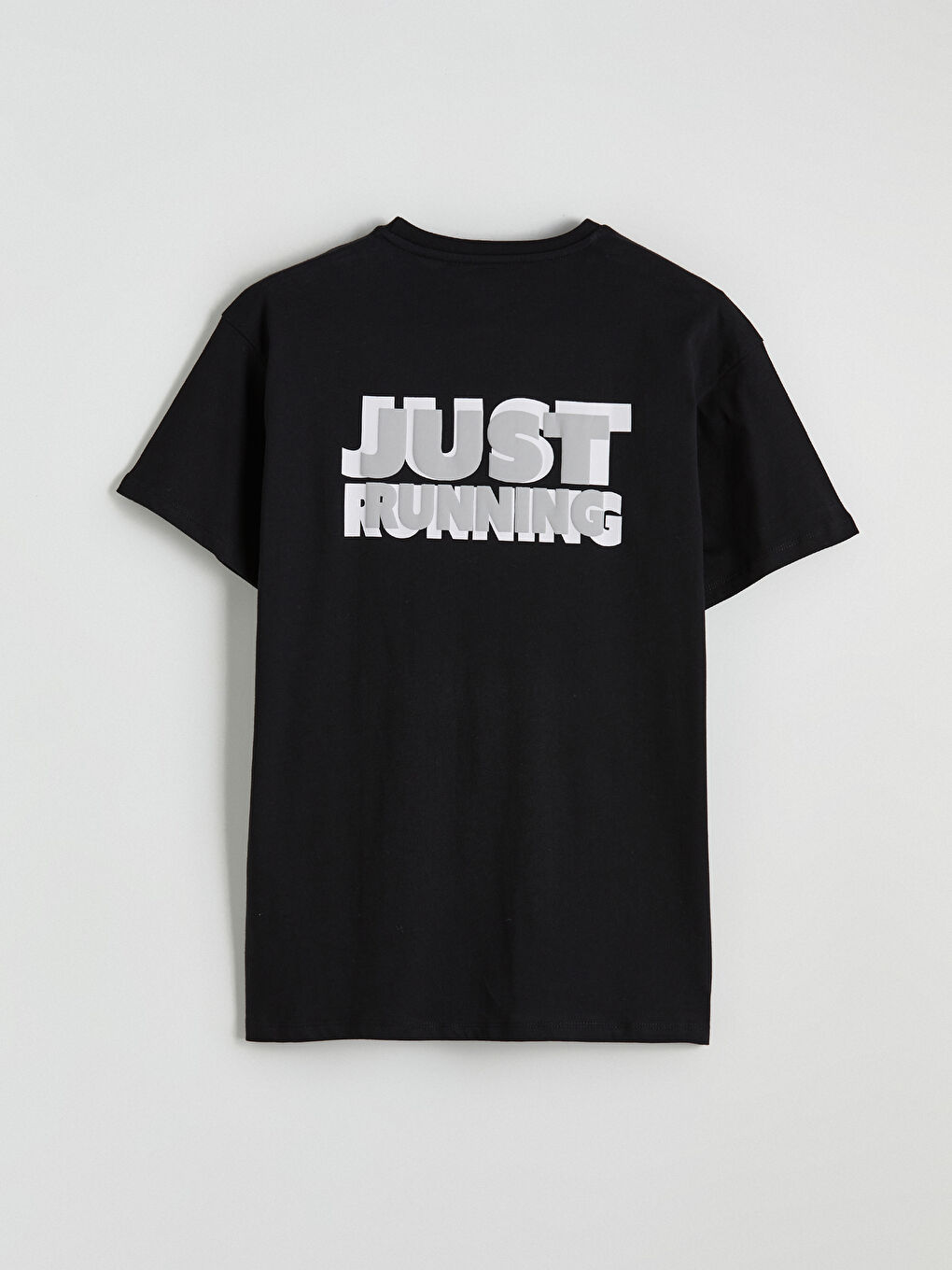 Siyah Bisiklet Yaka Baskılı Oversize Kadın Spor Tişört-6