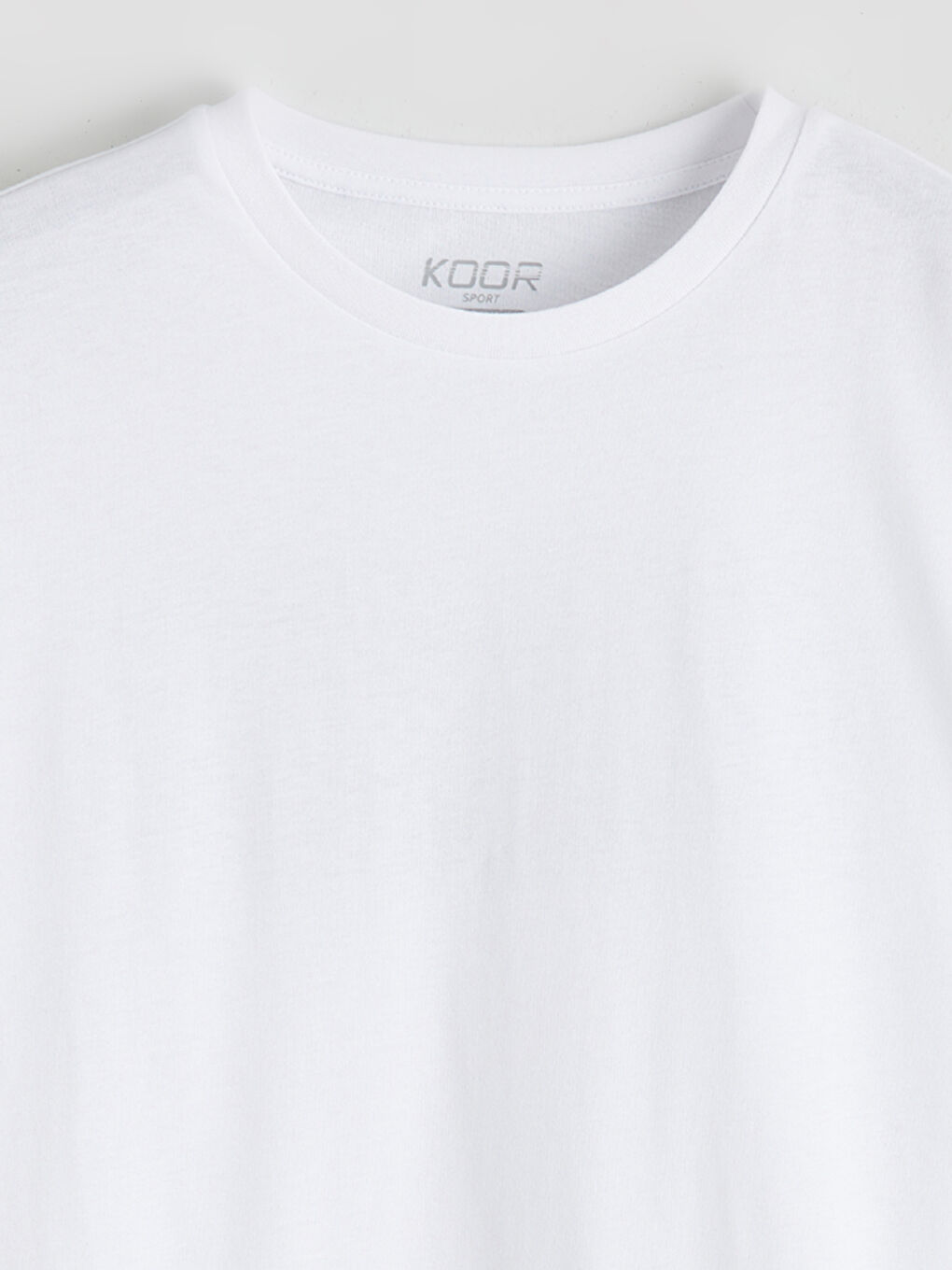 Beyaz Bisiklet Yaka Baskılı Oversize Kadın Spor Tişört-5