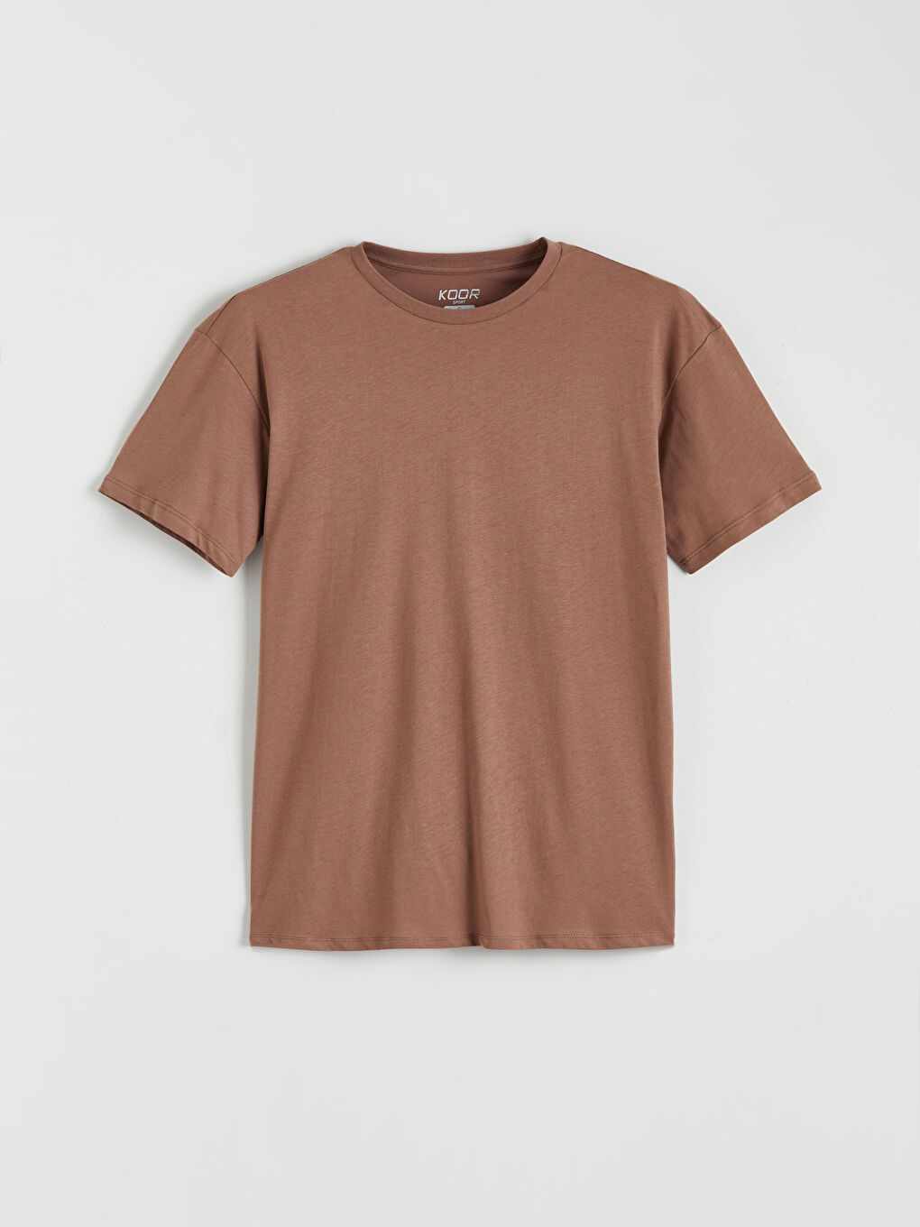 Kahverengi Bisiklet Yaka Baskılı Oversize Kadın Spor Tişört-4