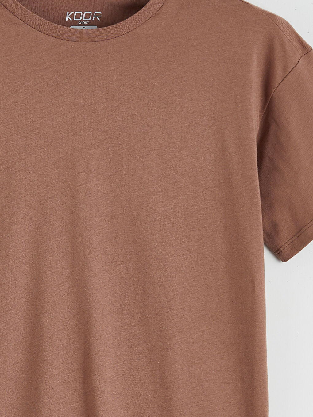 Kahverengi Bisiklet Yaka Baskılı Oversize Kadın Spor Tişört-6