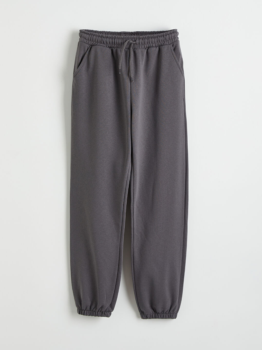 Gri Beli Lastikli Kız Çocuk Kalın Jogger Eşofman Altı